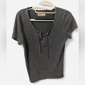 Hollister Charcoal Lace-Up Tee